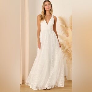 Lulus Sweetest Beloved Sleeveless Embroidered Wedding Maxi Ball Gown